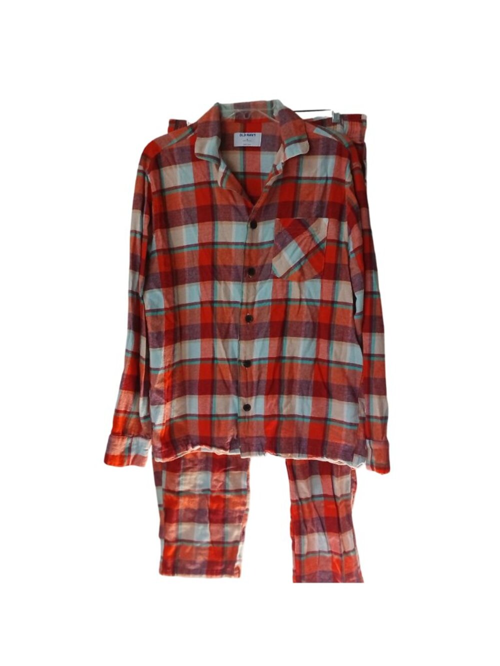 Old Navy Mens Medium Plaid Flannel Pajama Set Long Sleeve Pockets #H-24 - Picture 15 of 15